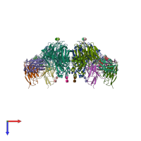 PDB entry 6pzz coloured by chain, top view.