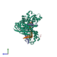 PDB entry 6q02 coloured by chain, side view.