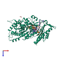 PDB entry 6q02 coloured by chain, top view.