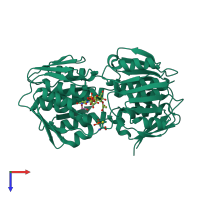 PDB entry 6q03 coloured by chain, top view.