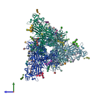 PDB entry 6q05 coloured by chain, side view.