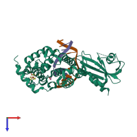 PDB entry 6q0c coloured by chain, top view.