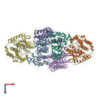 PDB entry 6q0j coloured by chain, top view.