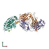 PDB entry 6q0l coloured by chain, front view.