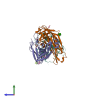 PDB entry 6q0l coloured by chain, side view.