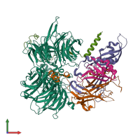 PDB entry 6q0r coloured by chain, front view.