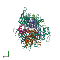PDB entry 6q0r coloured by chain, side view.