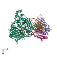 PDB entry 6q0r coloured by chain, top view.