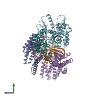 PDB entry 6q0t coloured by chain, side view.