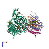 PDB entry 6q0w coloured by chain, top view.