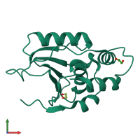 PDB entry 6q10 coloured by chain, front view.