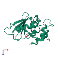 PDB entry 6q10 coloured by chain, top view.