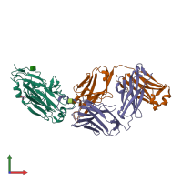 PDB entry 6q18 coloured by chain, front view.