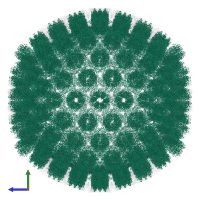 Major capsid protein in PDB entry 6q1f, assembly 1, side view.