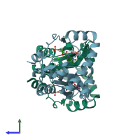 PDB entry 6q1l coloured by chain, side view.