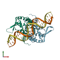 PDB entry 6q2b coloured by chain, front view.