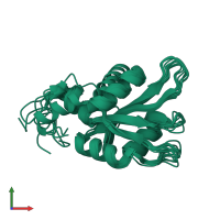 PDB entry 6q2i coloured by chain, ensemble of 10 models, front view.
