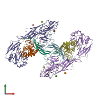 PDB entry 6q2j coloured by chain, front view.