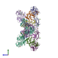 PDB entry 6q2r coloured by chain, side view.