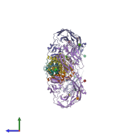 PDB entry 6q2s coloured by chain, side view.