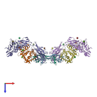 PDB entry 6q2s coloured by chain, top view.