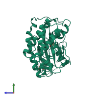 PDB entry 6q3c coloured by chain, side view.