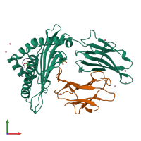 PDB entry 6q3k coloured by chain, front view.