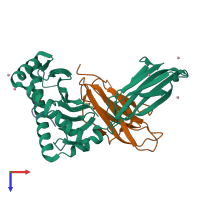 PDB entry 6q3k coloured by chain, top view.