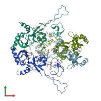 PDB entry 6q3m coloured by chain, front view.