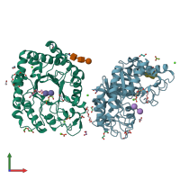 PDB entry 6q3r coloured by chain, front view.