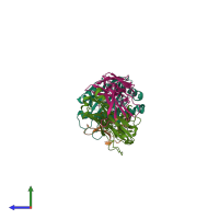 PDB entry 6q3s coloured by chain, side view.