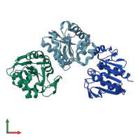 PDB entry 6q3t coloured by chain, front view.
