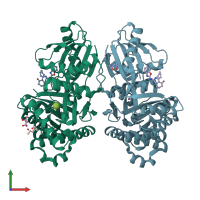 PDB entry 6q3x coloured by chain, front view.