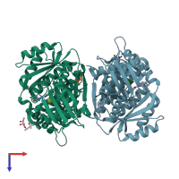 PDB entry 6q3x coloured by chain, top view.