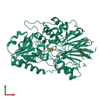 PDB entry 6q55 coloured by chain, front view.