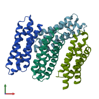 PDB entry 6q58 coloured by chain, front view.