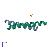 PDB entry 6q5i coloured by chain, top view.