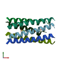 PDB entry 6q5j coloured by chain, front view.