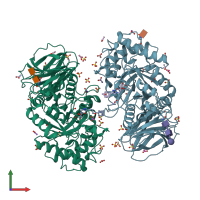 PDB entry 6q6l coloured by chain, front view.