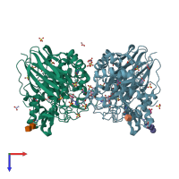 PDB entry 6q6l coloured by chain, top view.