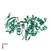 PDB entry 6q7s coloured by chain, top view.