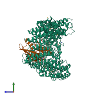 PDB entry 6q82 coloured by chain, side view.