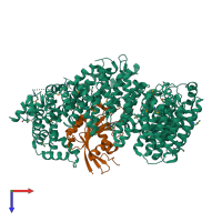 PDB entry 6q82 coloured by chain, top view.