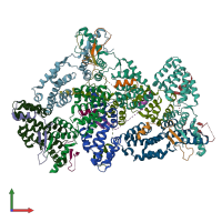 PDB entry 6q8i coloured by chain, front view.