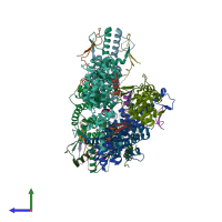 PDB entry 6q8i coloured by chain, side view.