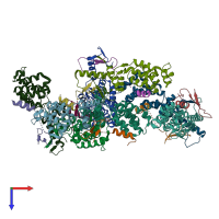 PDB entry 6q8i coloured by chain, top view.