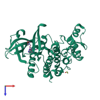 PDB entry 6q8k coloured by chain, top view.