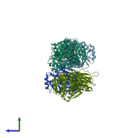 PDB entry 6q8z coloured by chain, side view.