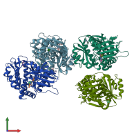 PDB entry 6q91 coloured by chain, front view.