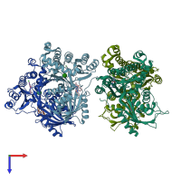 PDB entry 6q91 coloured by chain, top view.